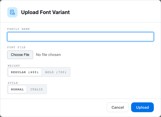 Custom font upload settings