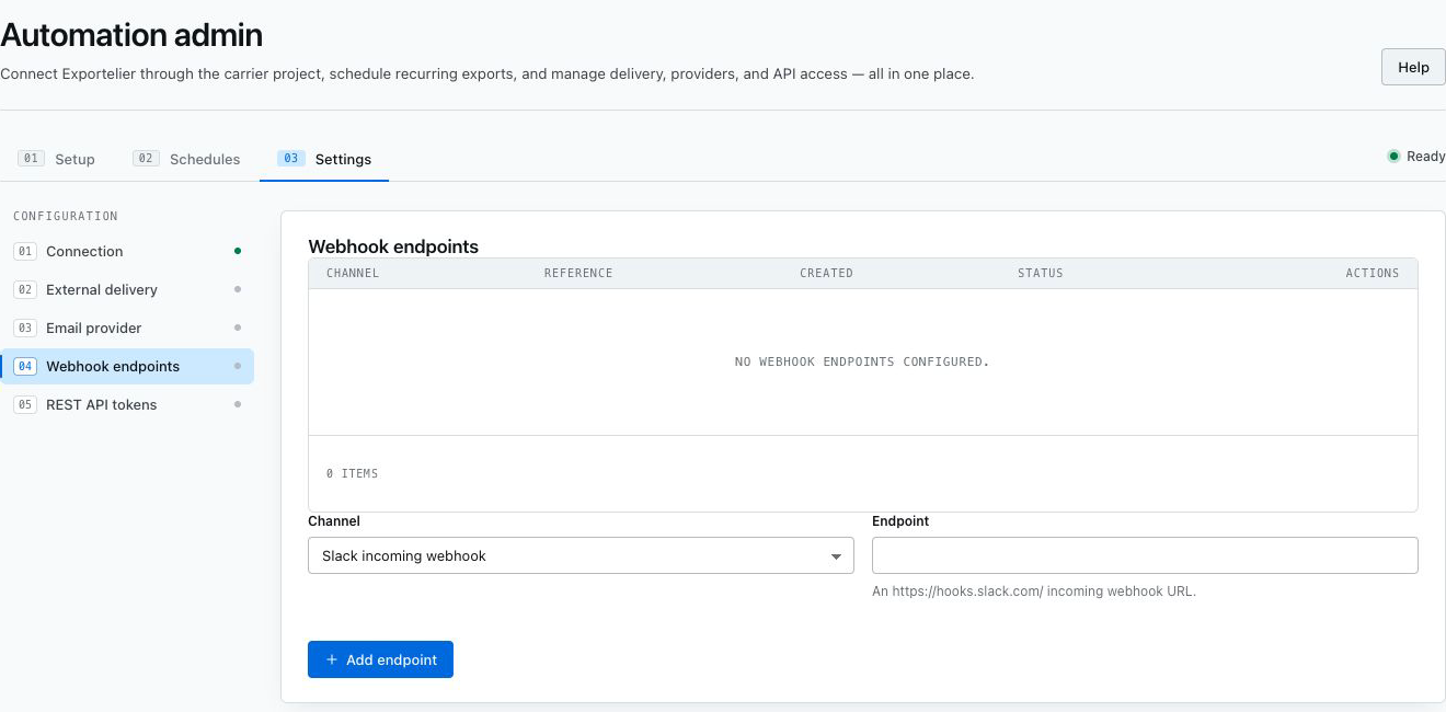Webhook configuration