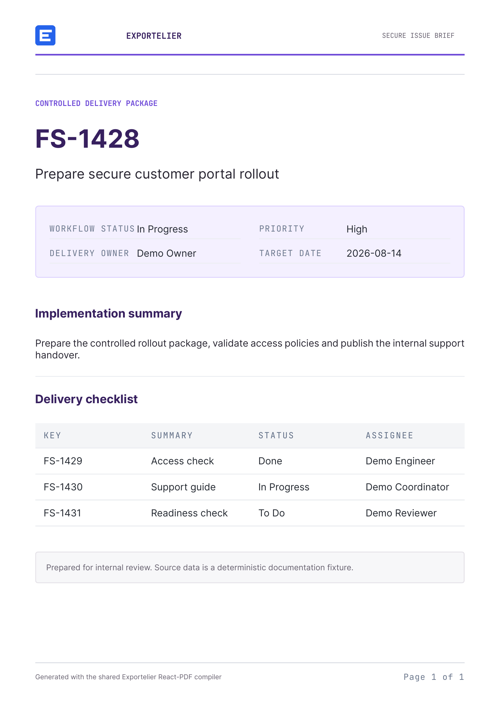 A rendered PDF export