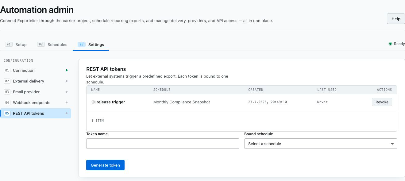 Configurações de API